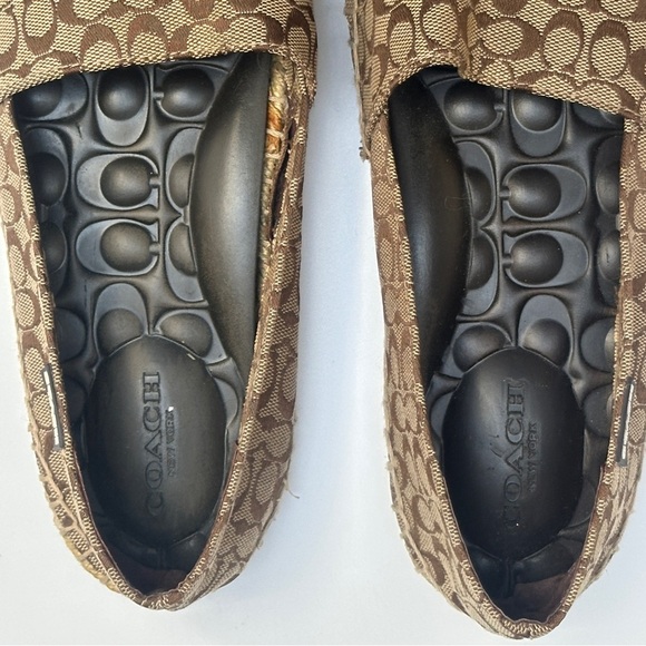 Coach Signature C Logo Brown Canvas Espadrille Flats Size 8.5B - Picture 3 of 12